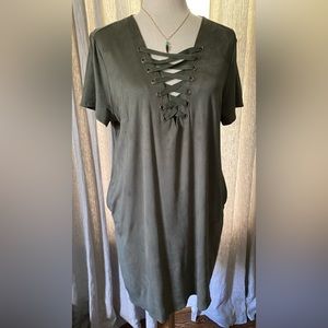 HYFVE Ultra Suede Olive Green Dress NWOT. Size L